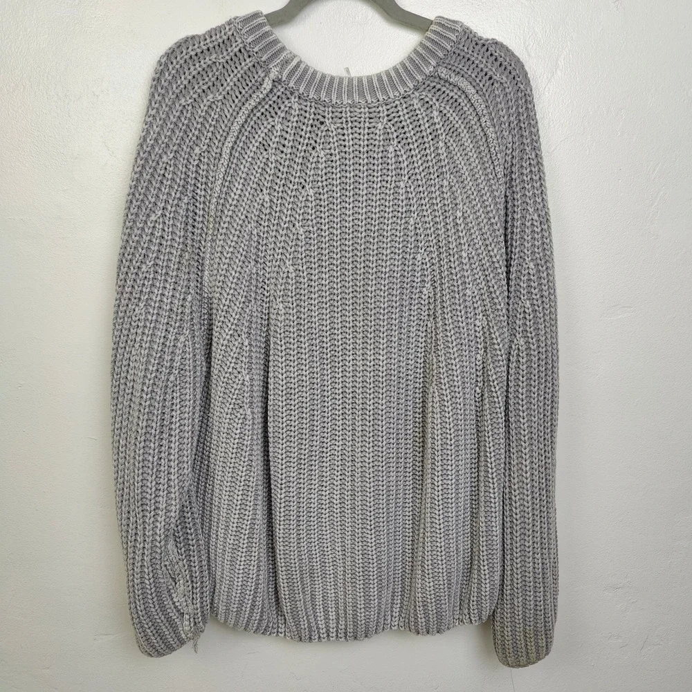 Free People Take Me Home Sweater Womens Large Gray Chunky‎ Knit Oversized Boho